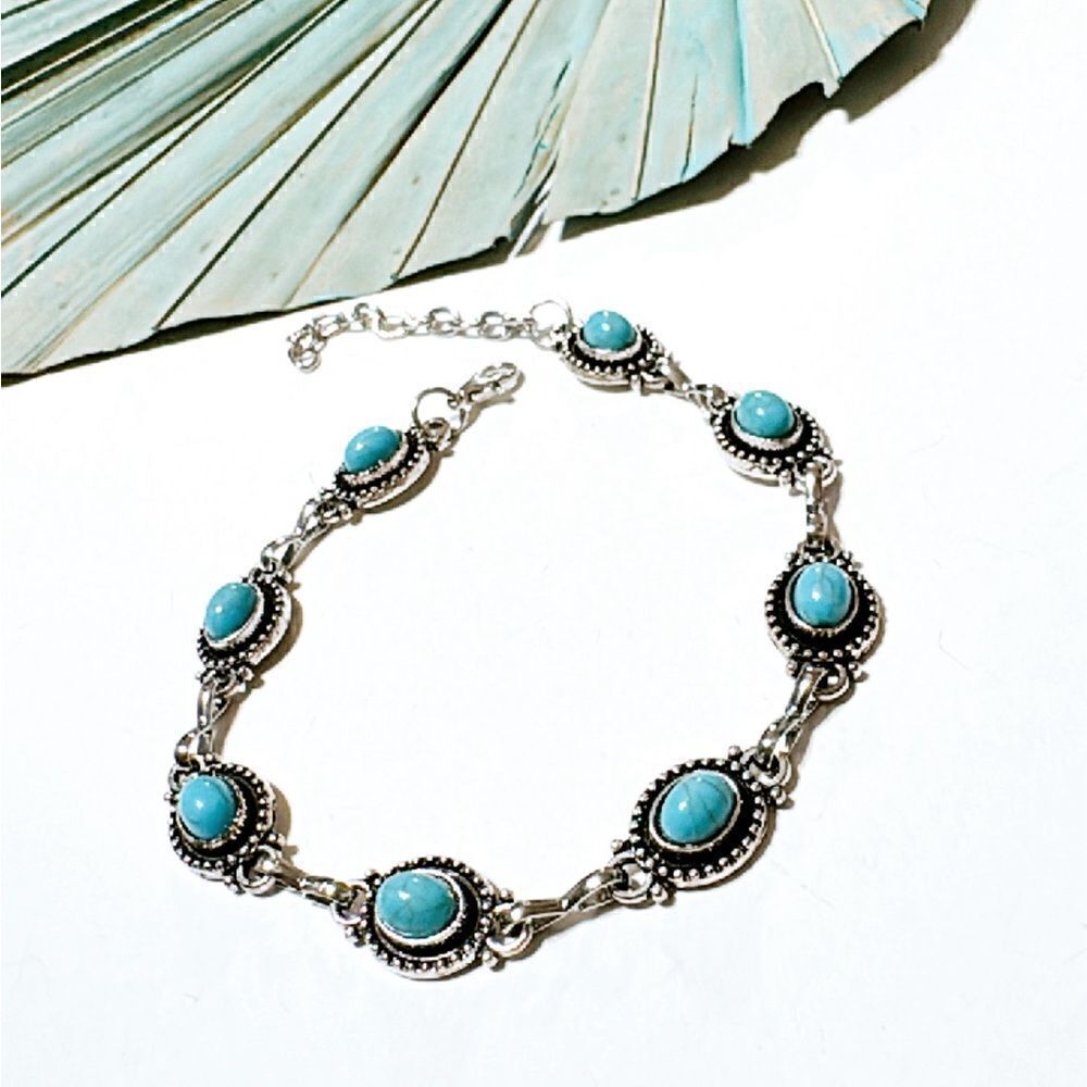 Boho silver anklet S628 - Picture 3 of 4
